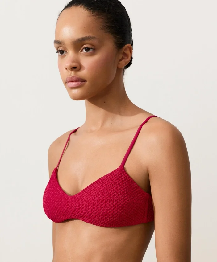 Top de bikini con textura de gofre Top de bikini con textura de gofre