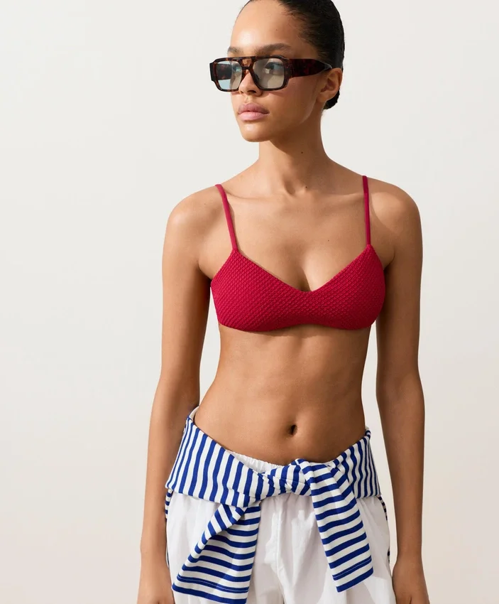 Top de bikini con textura de gofre Top de bikini con textura de gofre