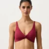 Top de bikini halter de jacquard geométrico Top de bikini halter de jacquard geométrico