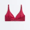 Top de bikini halter de jacquard geométrico Top de bikini halter de jacquard geométrico