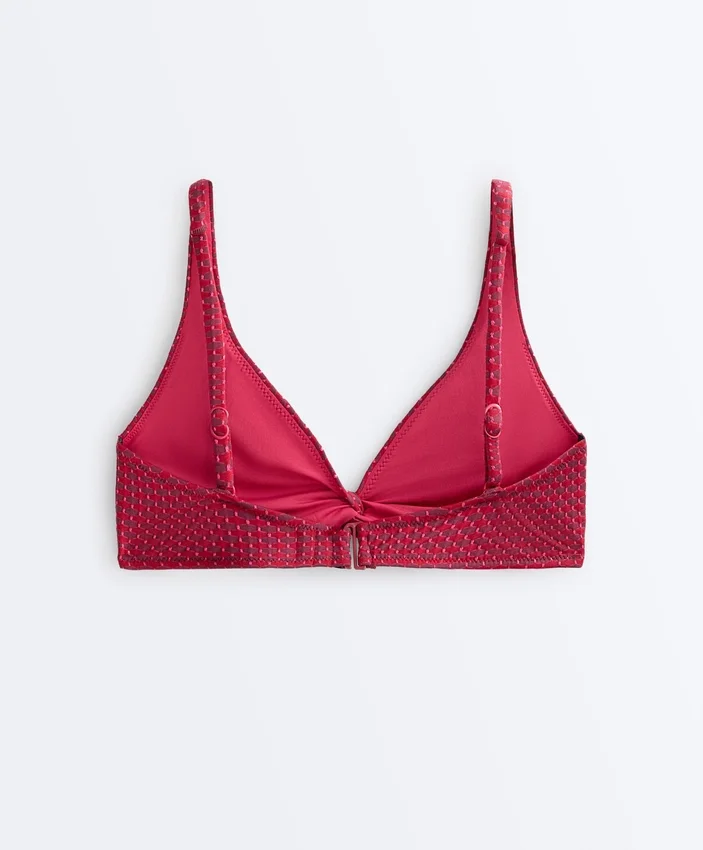 Top de bikini halter de jacquard geométrico Top de bikini halter de jacquard geométrico
