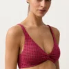 Top de bikini halter de jacquard geométrico Top de bikini halter de jacquard geométrico