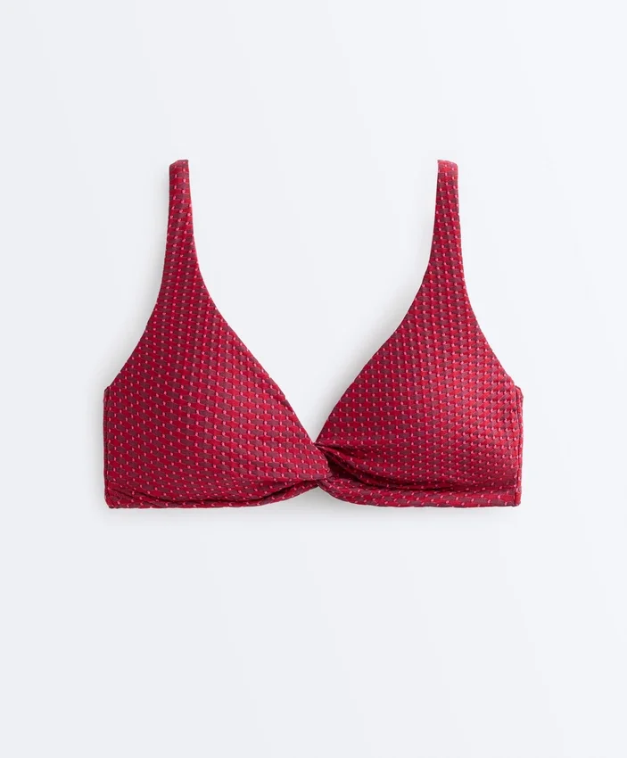 Top de bikini halter de jacquard geométrico Top de bikini halter de jacquard geométrico