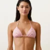 Top de bikini triangular a rayas
