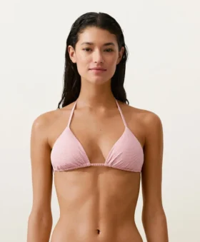 Top de bikini triangular a rayas