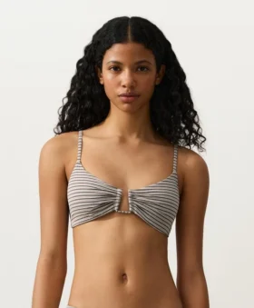 Top de bikini triangular a rayas