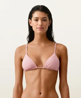 Top de bikini triangular a rayas