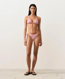 Braguitas de bikini de cobertura media a rayas con lazos