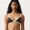 Top de bikini triangular con ribete en contraste