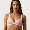 Top de bikini triangular con ribete en contraste
