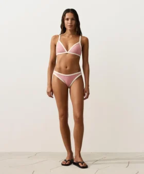 Top de bikini triangular con ribete en contraste