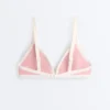 Top de bikini triangular con ribete en contraste