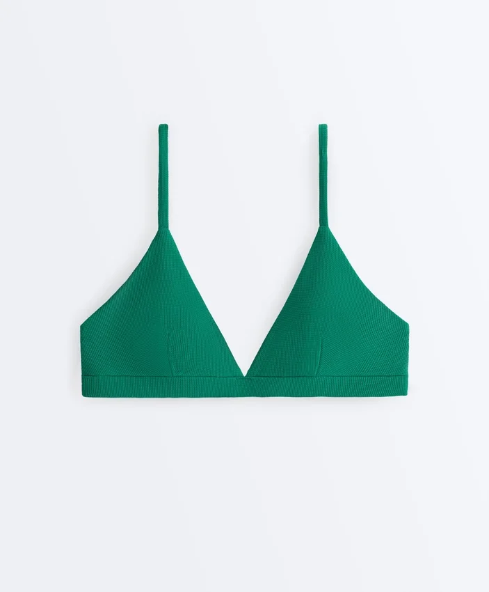 Top de bikini triangular de piqué Top de bikini triangular de piqué
