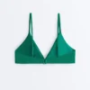 Top de bikini triangular de piqué Top de bikini triangular de piqué