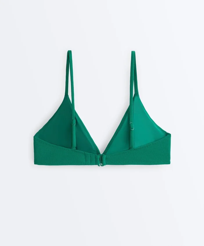 Top de bikini triangular de piqué Top de bikini triangular de piqué
