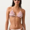 Top de bikini triangular de rayas de croché Top de bikini triangular de rayas de croché