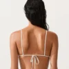 Top de bikini triangular de rayas de croché Top de bikini triangular de rayas de croché