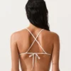 Top de bikini triangular de rayas de croché Top de bikini triangular de rayas de croché