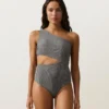 Trikinis asimétricos con estampado de cuadros mini