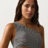 Trikinis asimétricos con estampado de cuadros mini