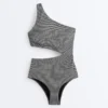 Trikinis asimétricos con estampado de cuadros mini