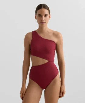 Trikinis asimétricos de jacquard con mini cuadros