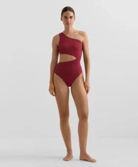 Trikinis asimétricos de jacquard con mini cuadros